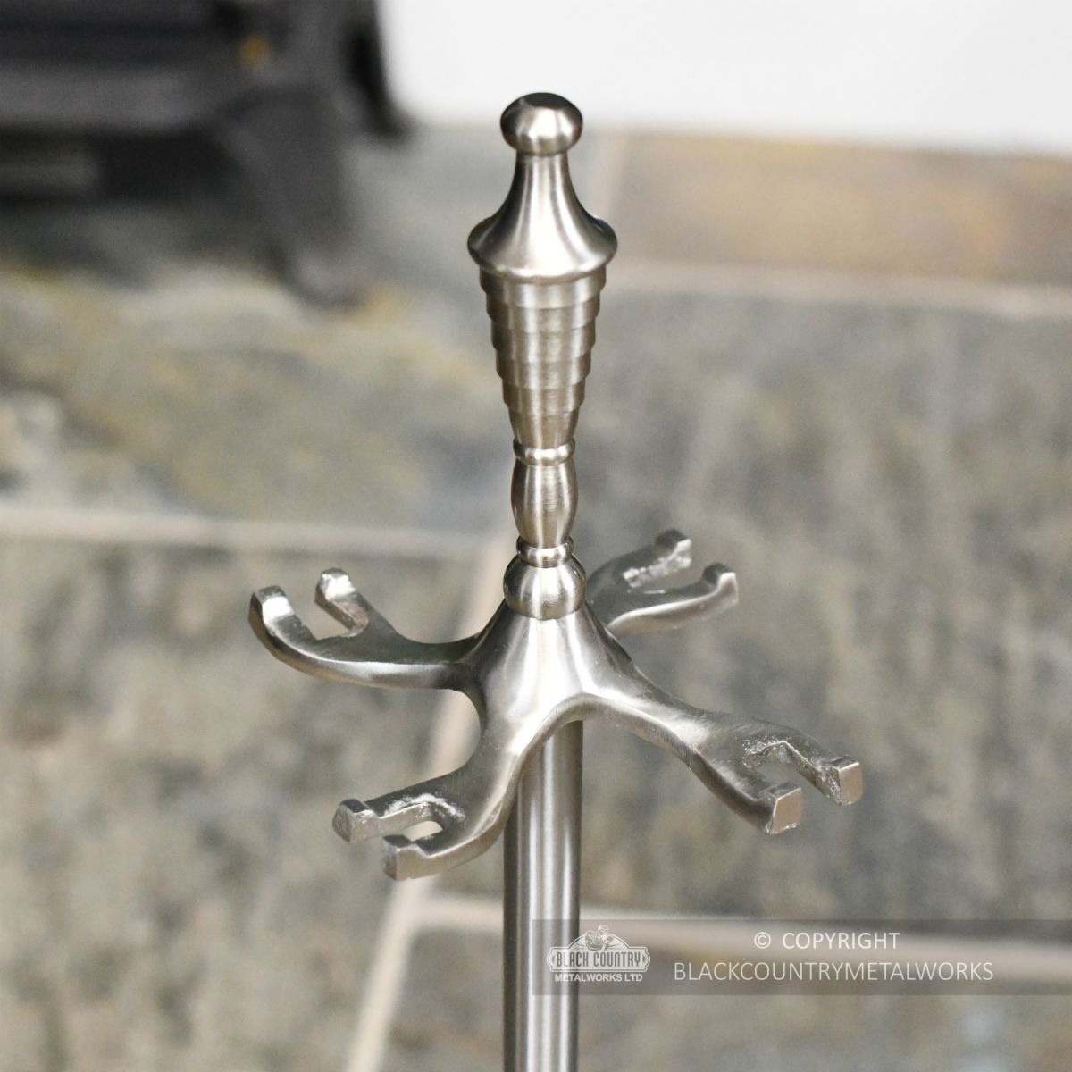 Matte Pewter Companion Set With Urn Handles Without Tools