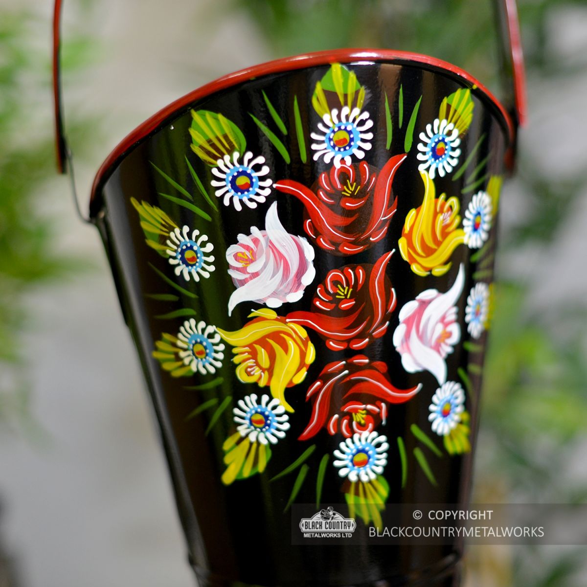 “Daintree” Hand Painted Iron Narrowboat Coal Hod or Umbrella Stand - Black 