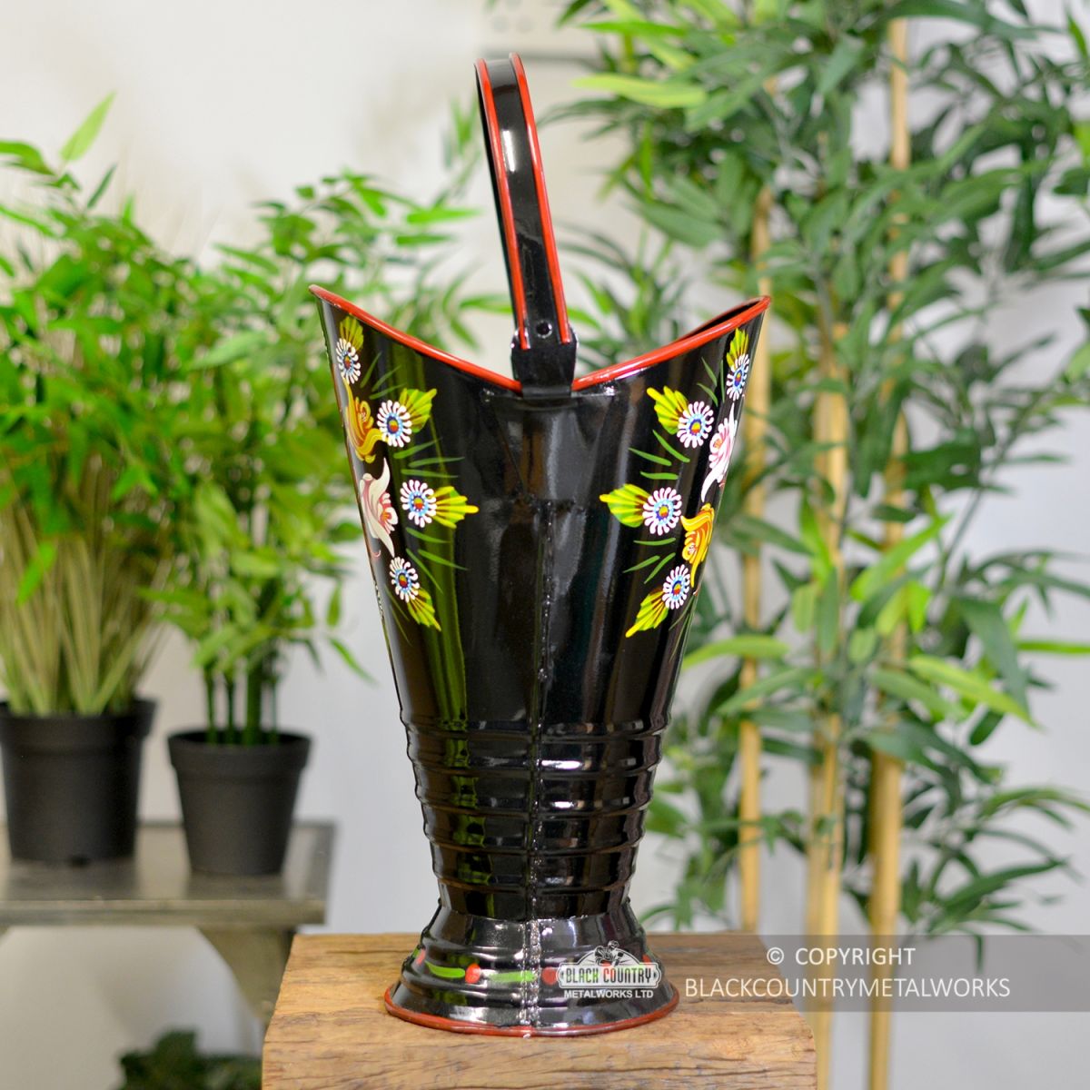 “Daintree” Hand Painted Iron Narrowboat Coal Hod or Umbrella Stand - Black 