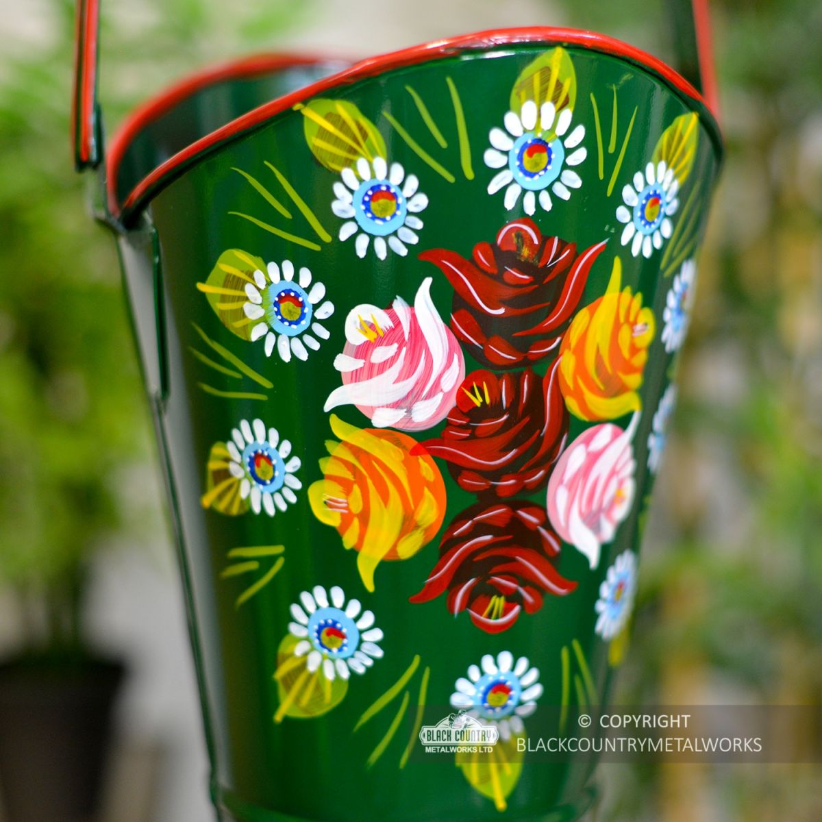 Close-up of the Hand Painted rose Design