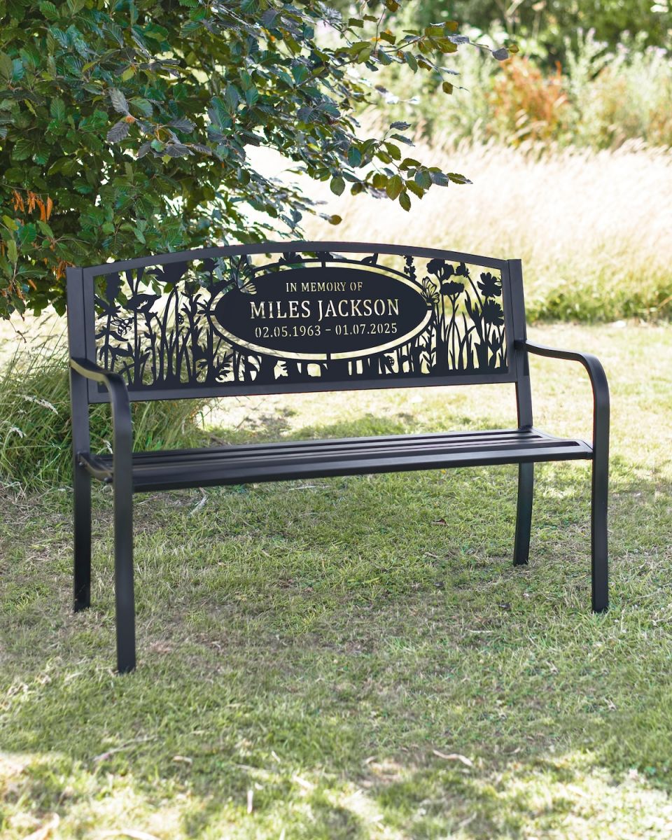 Personalised memorial two seater garden bench