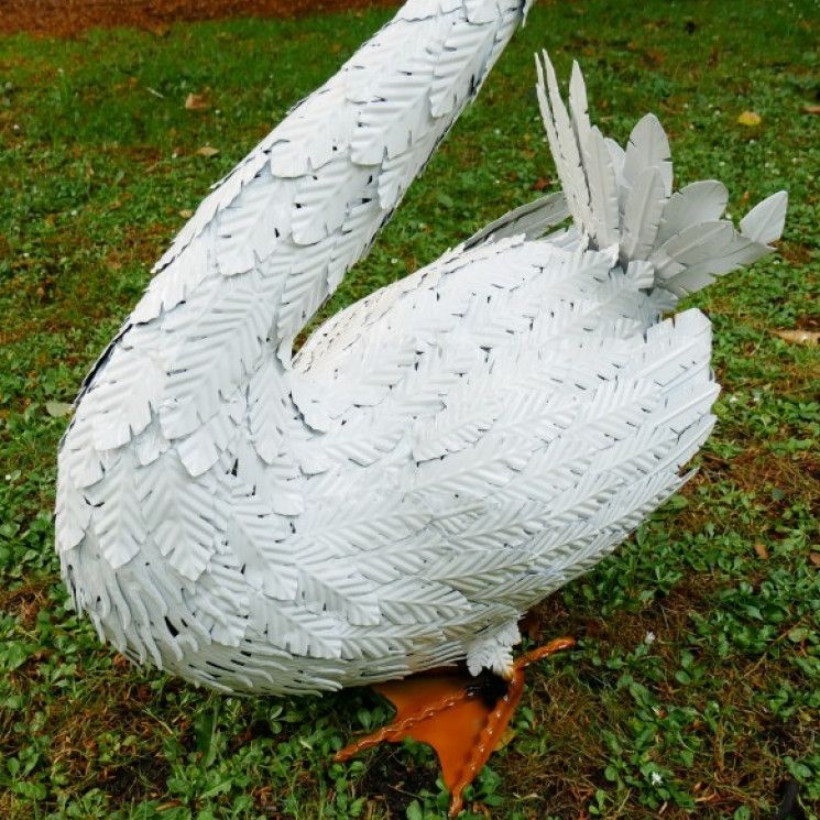 Close-up of the White Finish on the Swan Sculpture
