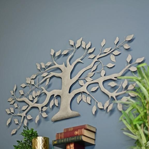 Brushed Beige Effect Tree Wall Art