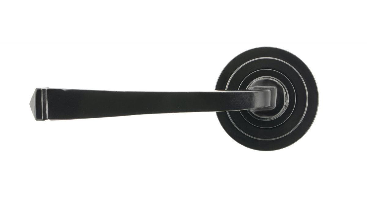 Midnight Black Lever Door Handle on Art Deco Rose Front