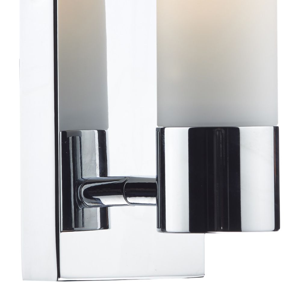Mirrored Back Wall Light With Opal Shade