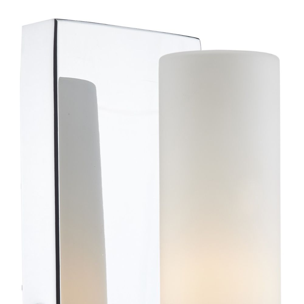 Mirrored Back Wall Light With Opal Shade