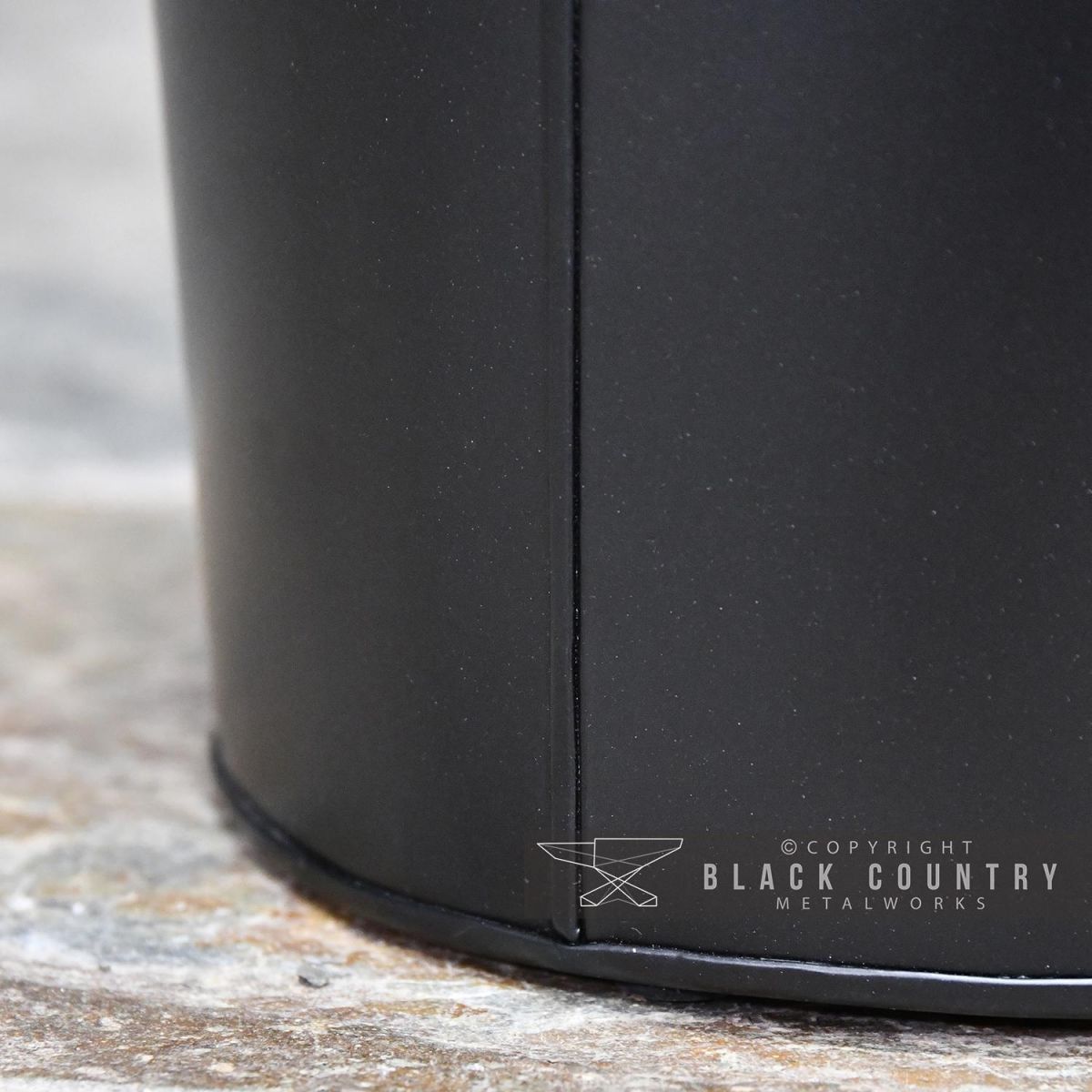 Modern Black With Leather Handle Ash Bucket - 25cm