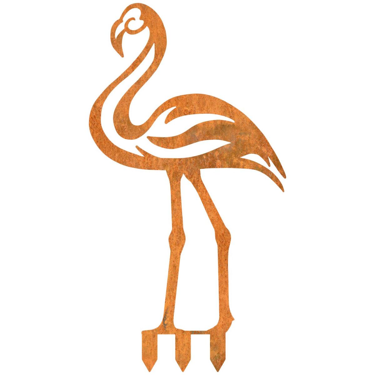 Modern Sheet Steel Flamingo Silhouette in Rustic Finish with Spikes