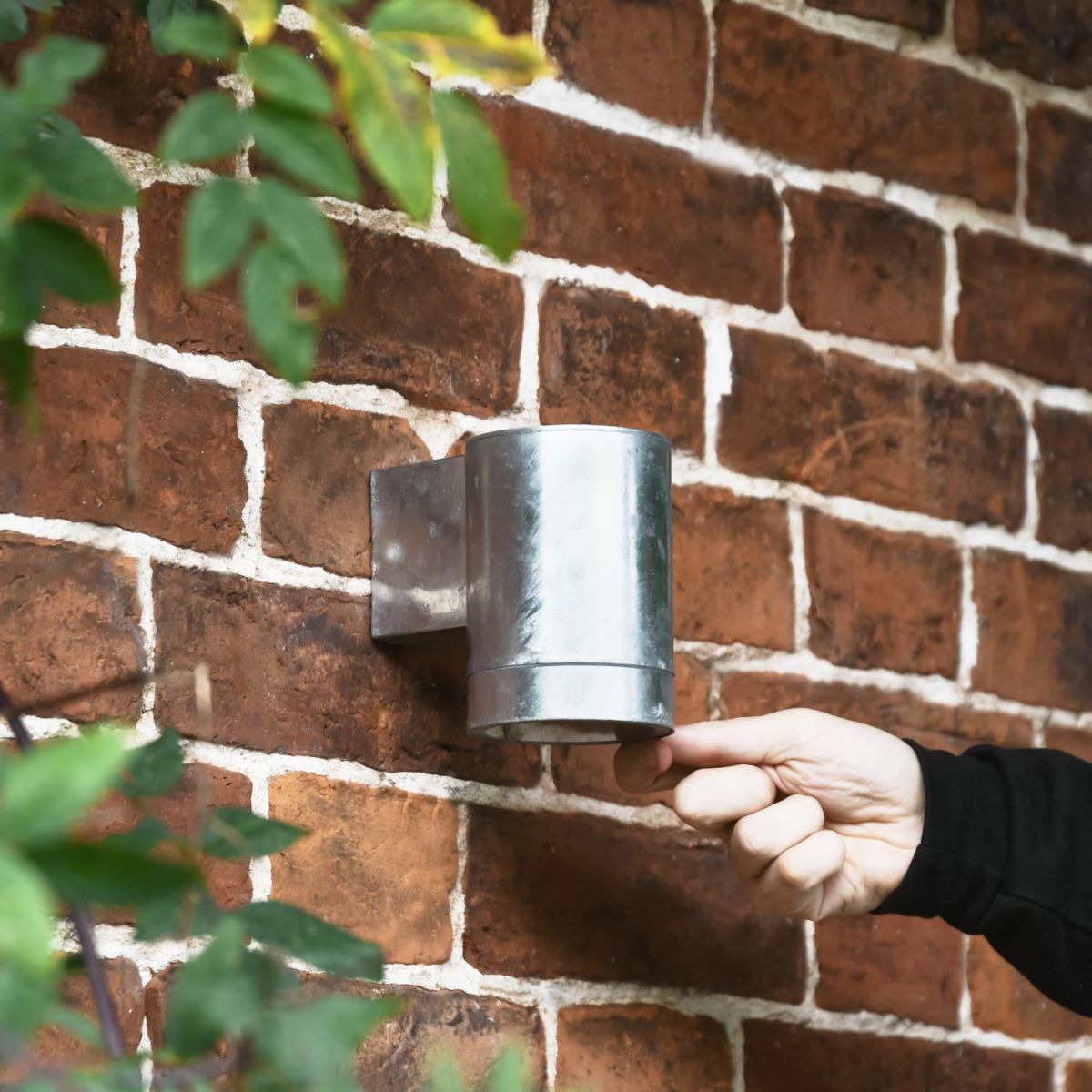 Scale Shot of Large Galvanised Steel Barrel Wall Light