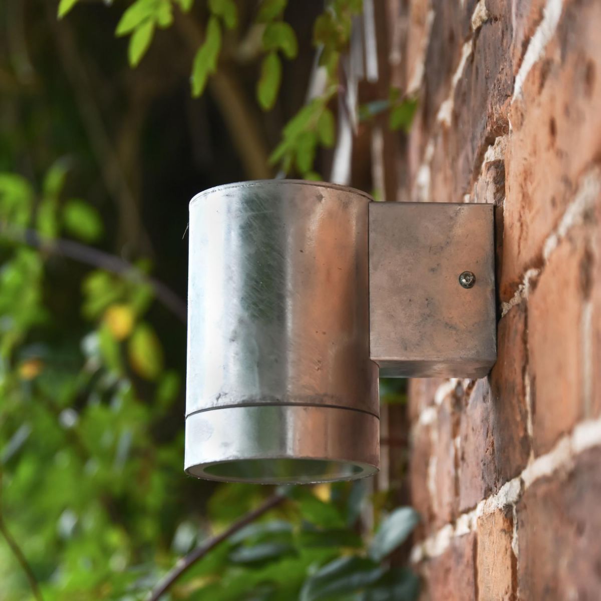 Large Galvanised Steel Barrel Wall Light in Situ