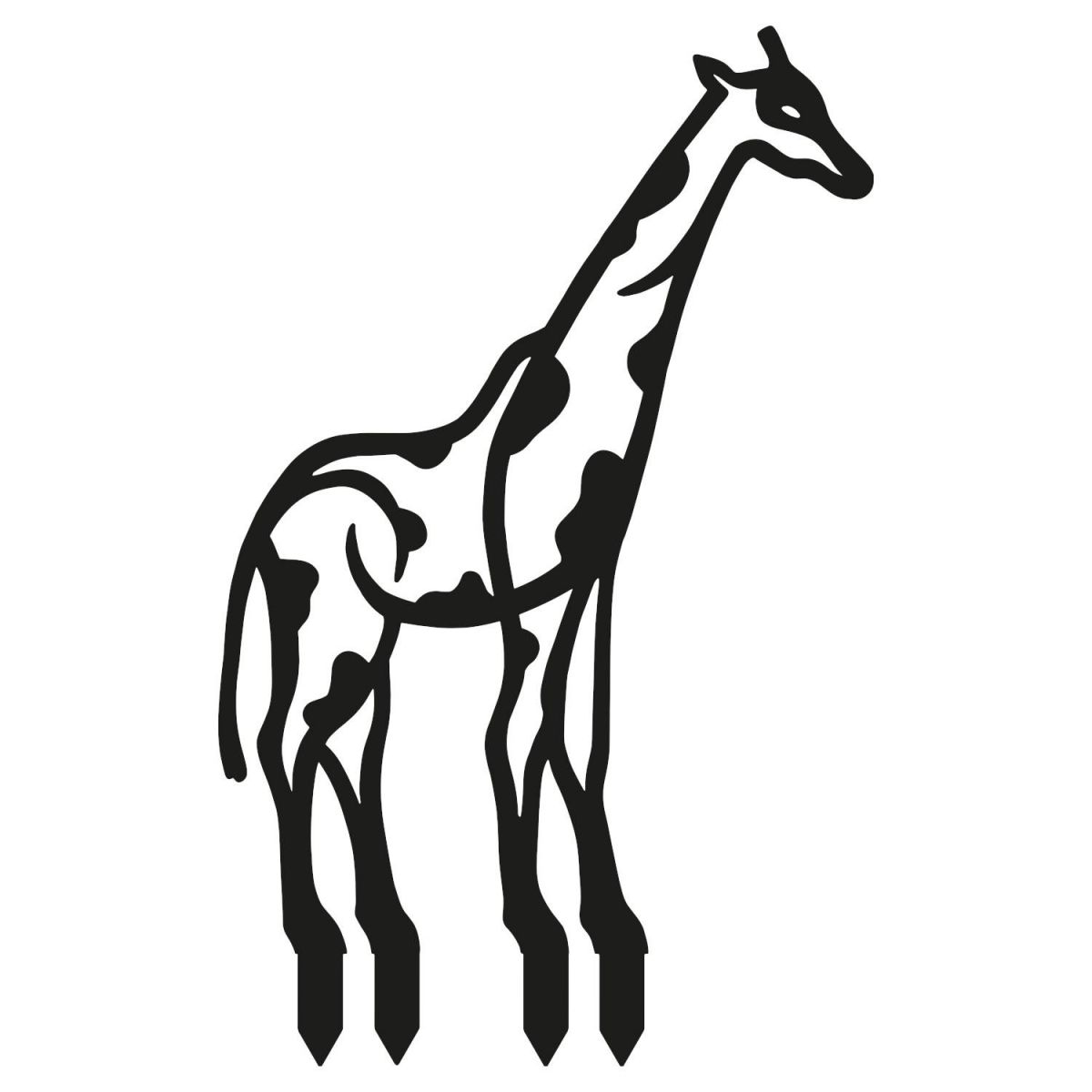 Black Contemporary Giraffe Silhouette with Spots on White Background