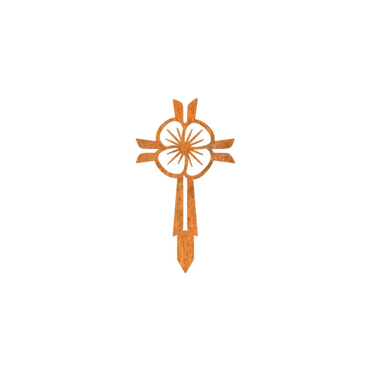 Rustic Ground Spike with Modern Poppy Cross "Remembrance" Topper with Spike