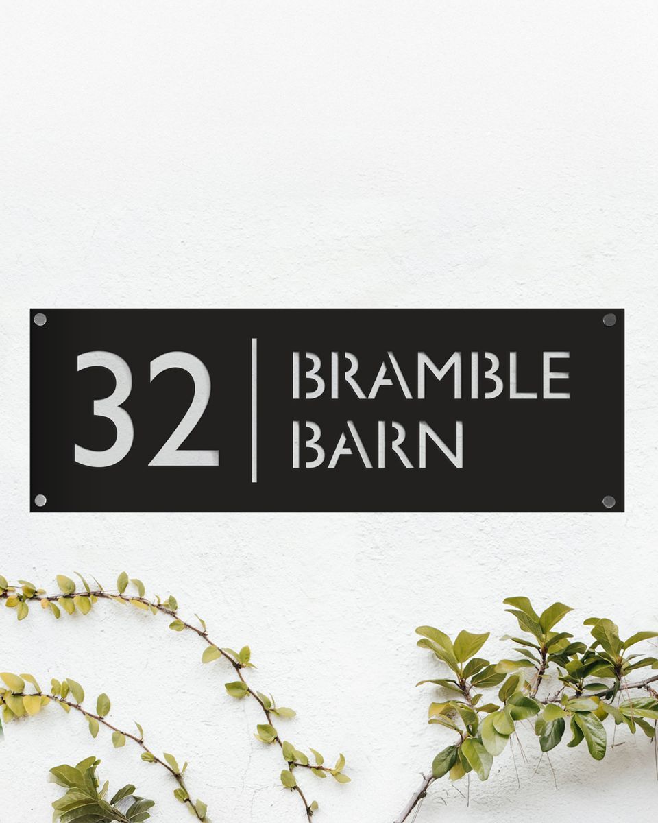 Modern Rectangular House Number Sign Created Out of Steel 