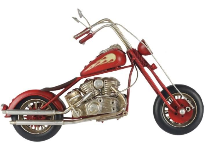 Red Chopper Motorcycle Replica Ornament Side View