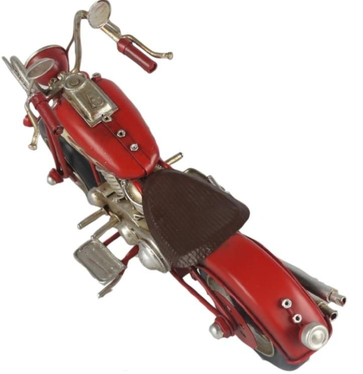 Red Chopper Motorcycle Replica Ornament Birdseye View