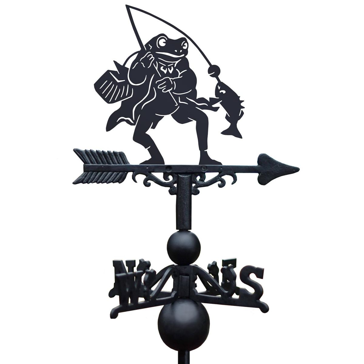 Black Mr Frog Weathervane on white background