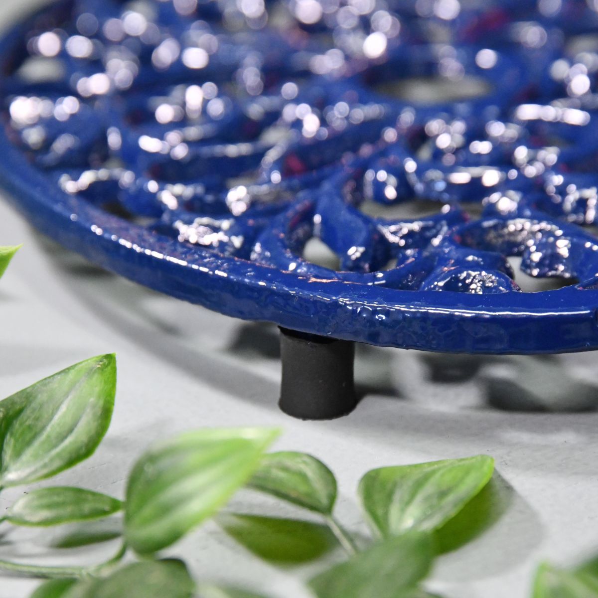 Blue Cast Iron Oval Trivet Feet