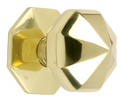 Octagonal Polished Brass Centre Door Knob