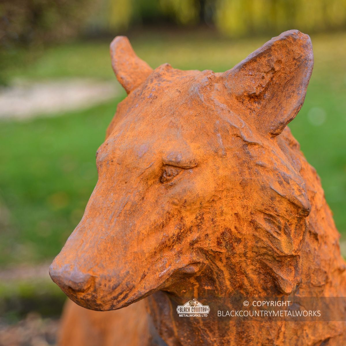 Rustic Cast Iron Wolf Sculpture "Surveying His Kingdom"