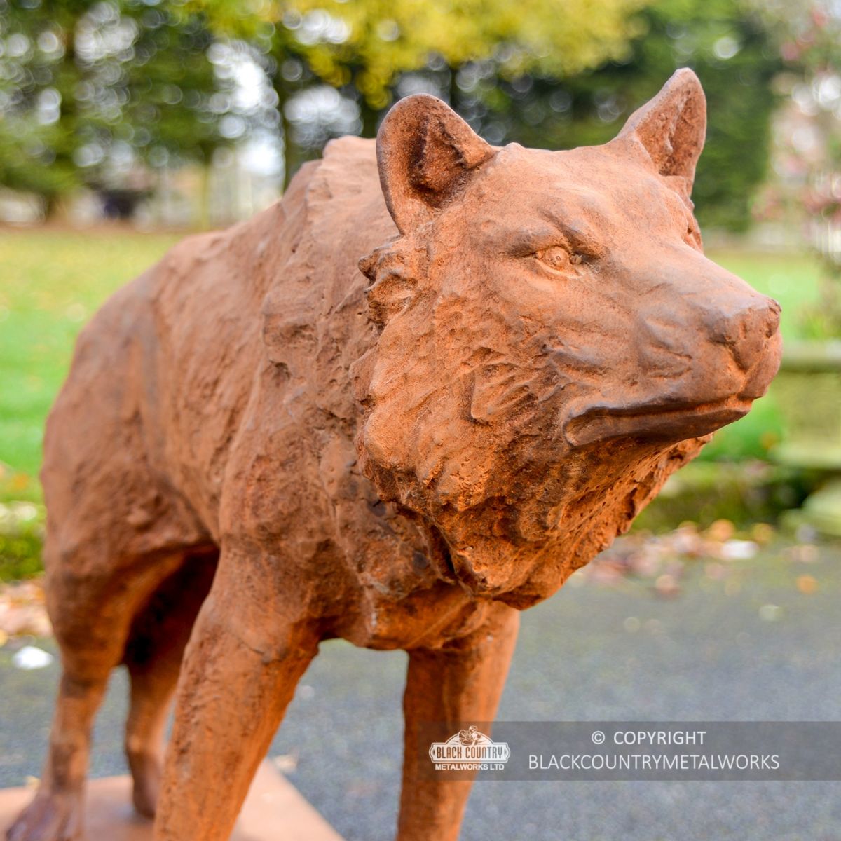 Wolf Sculpture Finished in a Cast Iron