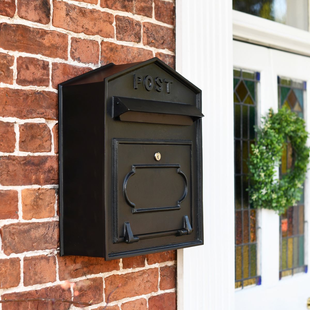 Black Post Box in Situ Next to the Front Door
