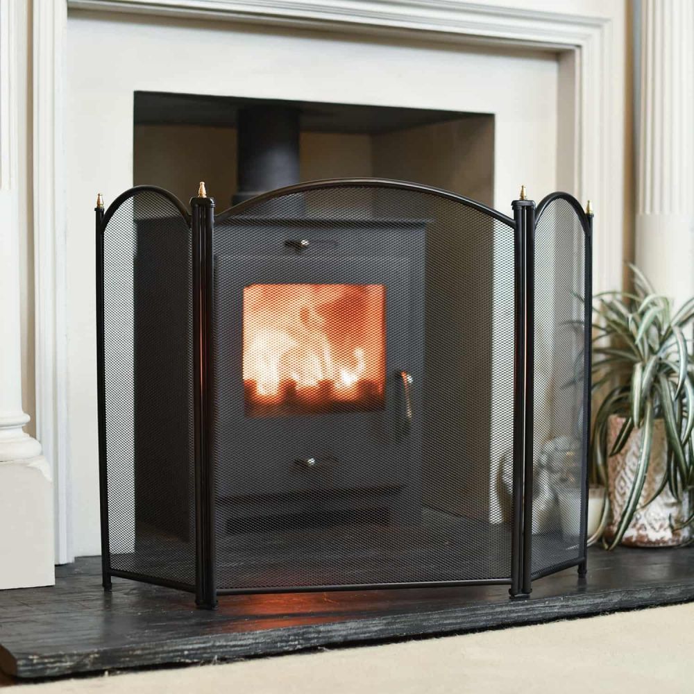 Paignton Three Fold Black Fire Guard