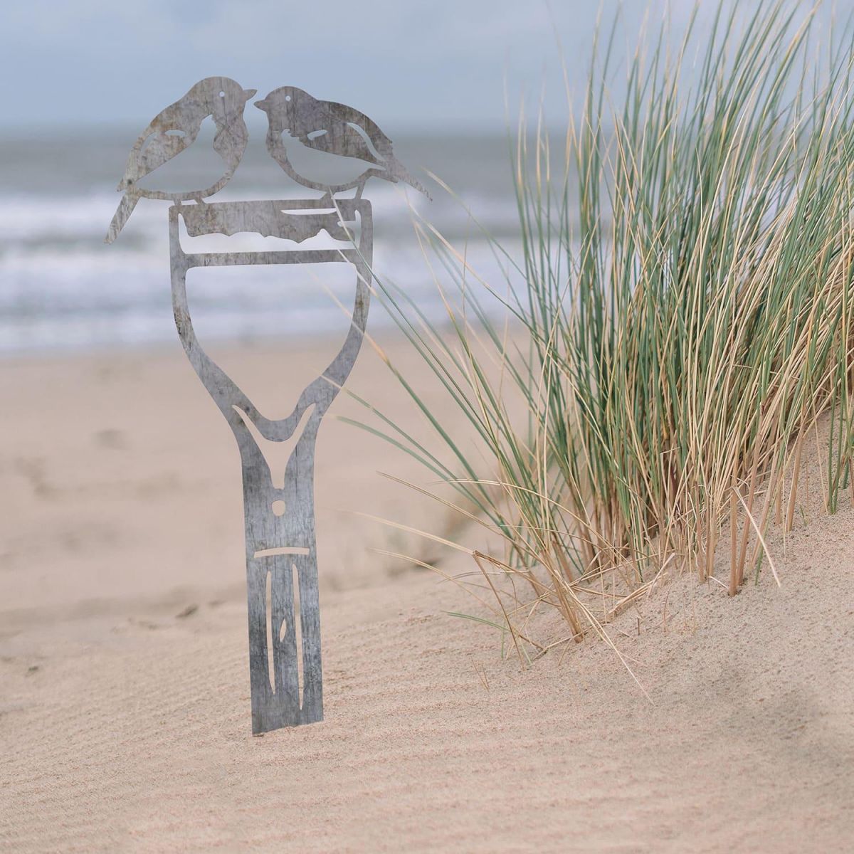 Pair of Robins Sheet Steel Silhouette in Natural Steel Finish in Situ