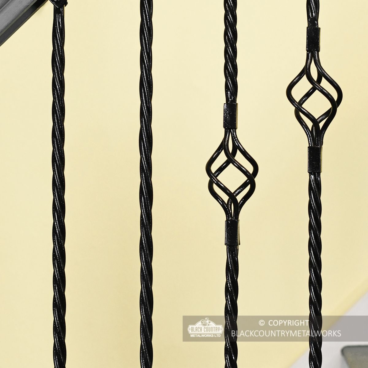 Close-up of the Single Rope Twist & Single Basket Rope Twist Spindles