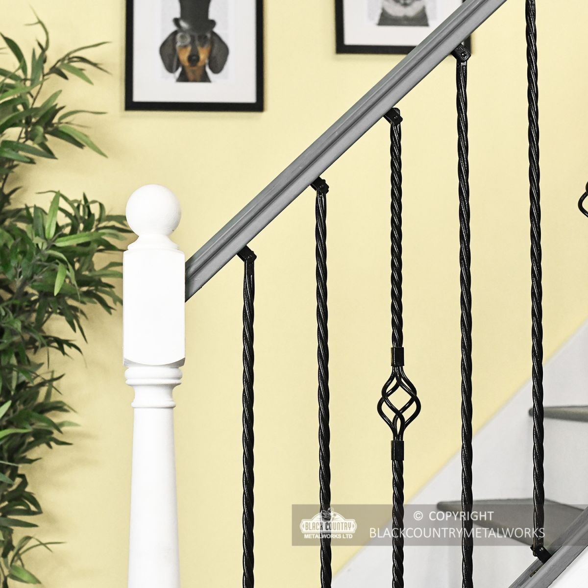 Rope Twist & Single Basket Rope Twist Spindles in a Set of Two
