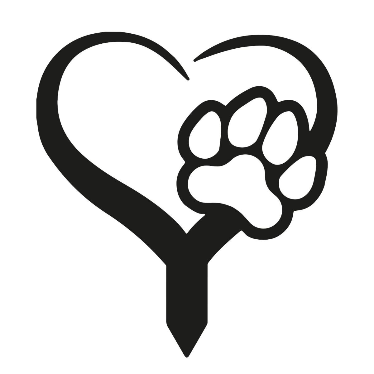 Close-Up of Black Paw Print on Heart Grave Marker