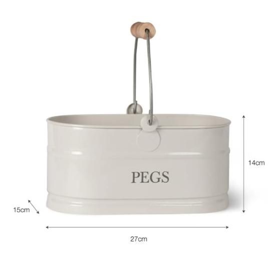 White Peg Bucket with Wooden Handle Measurements