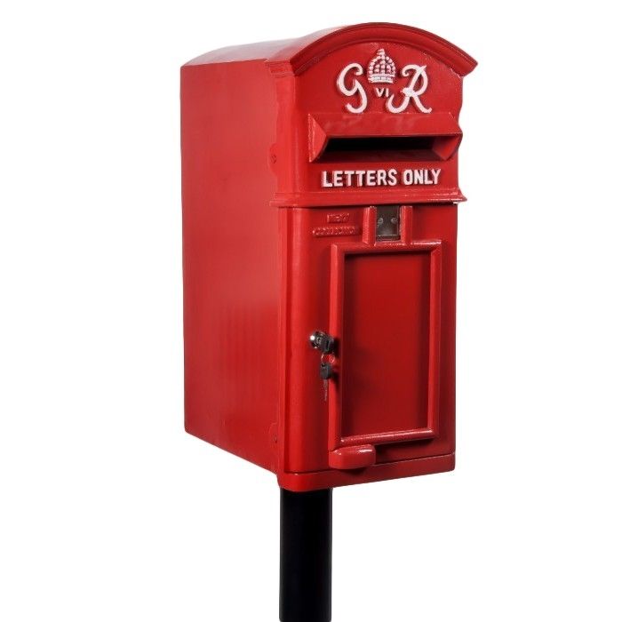 Curved Top GR Post Box & Stand - Red