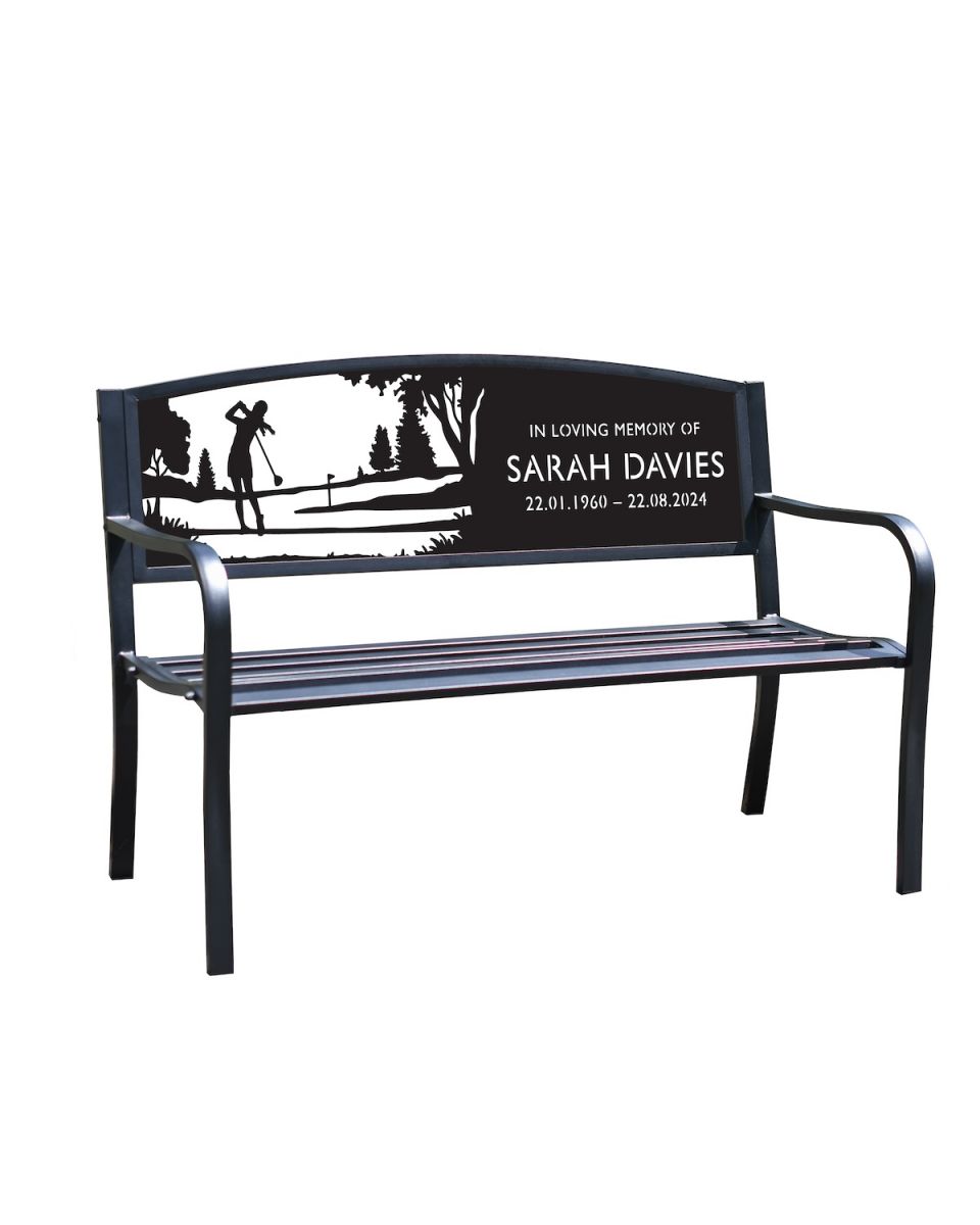  Black Personalised Golfer Iron & Steel Garden Bench