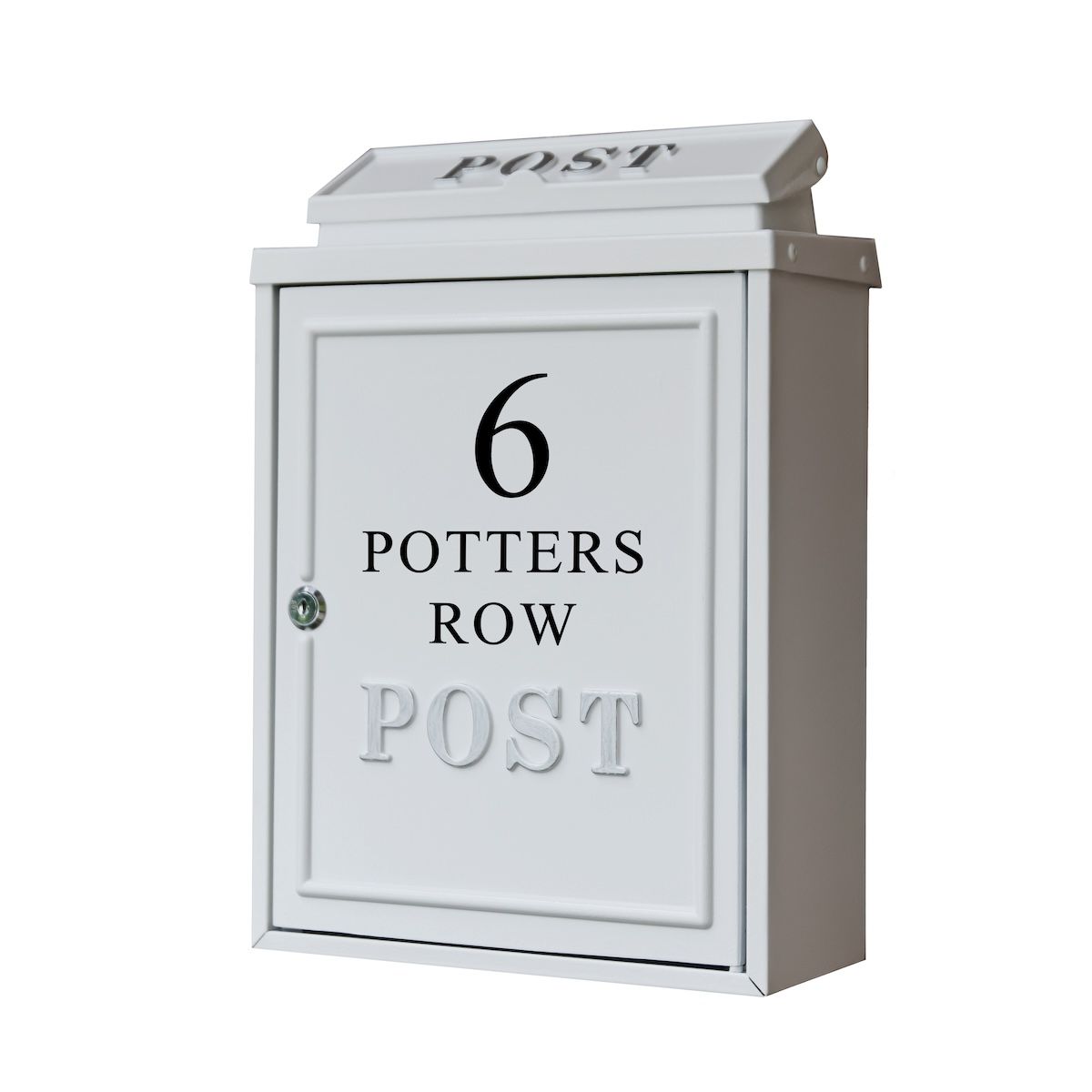 White wall mounted personalised post box