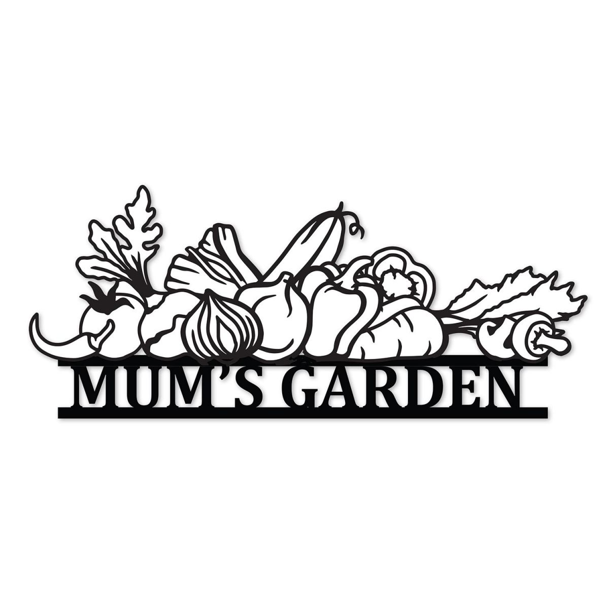 Personalised Vegetable Garden Black Wall Art on White Background