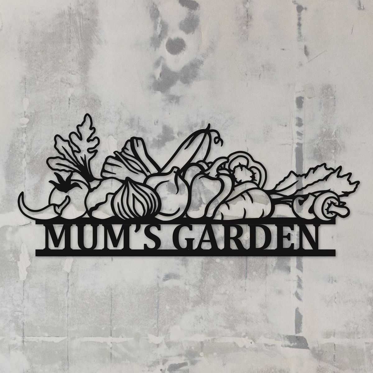 Close-Up of Personalised Vegetable Garden Black Wall Art