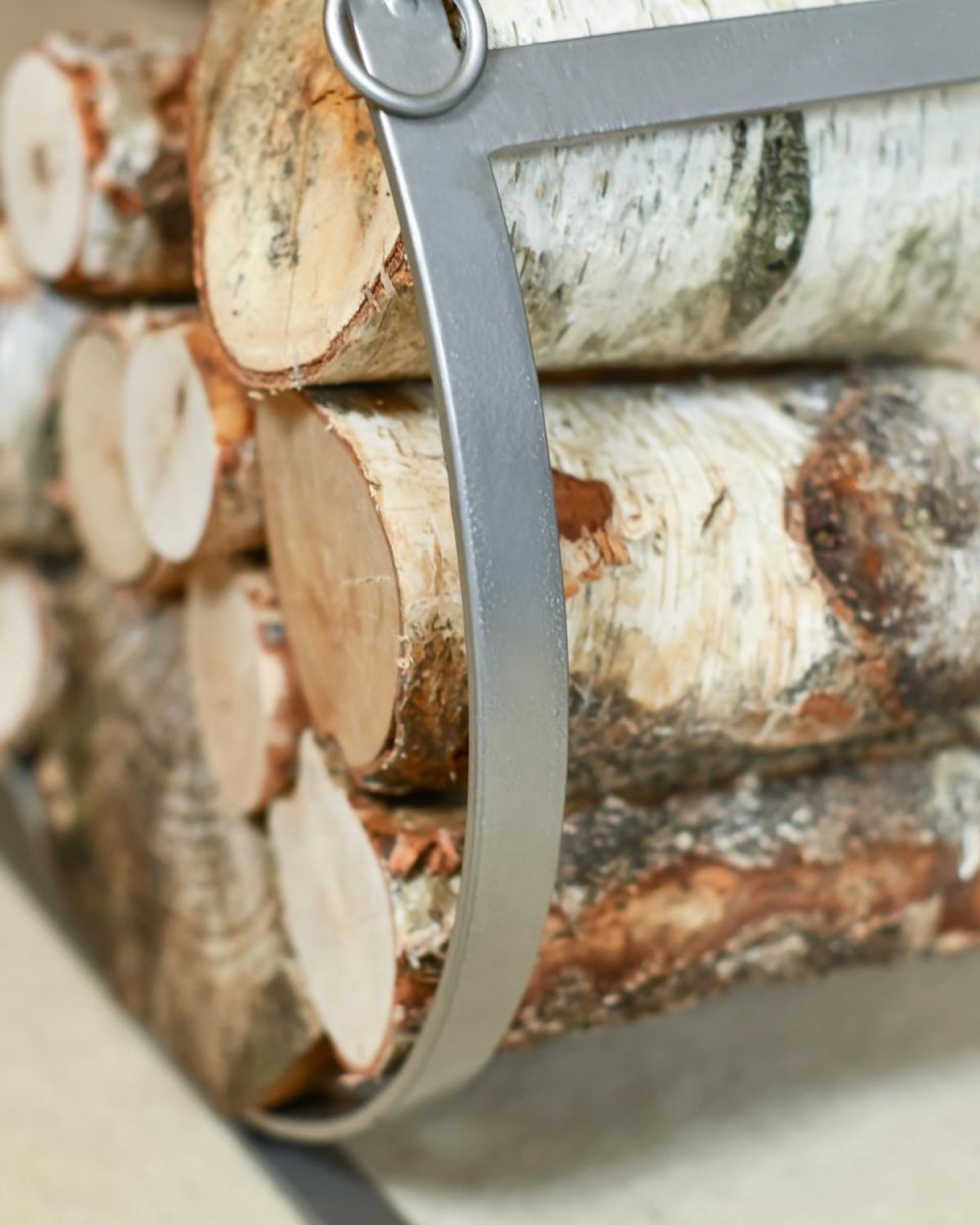 Close-Up of Pewter Log Store in Use