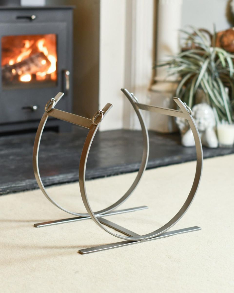 Pewter Blacksmith Curved Log Rack in Situ