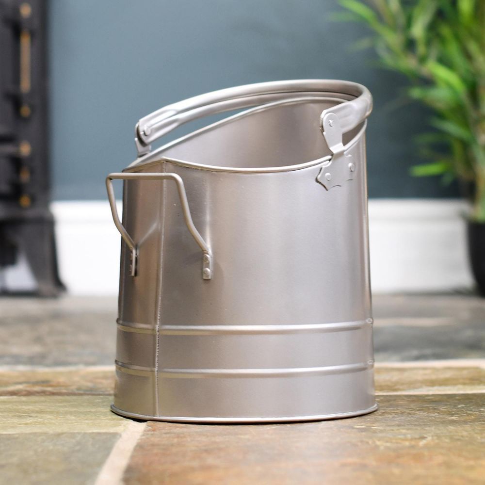 Pewter Finish Traditional Fireside Log and Coal Bucket