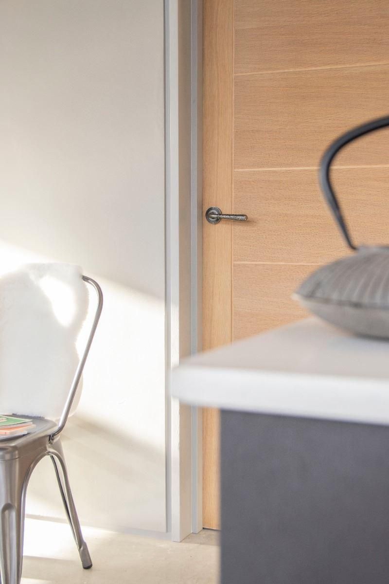 Pewter Hammered Lever Door Handle in Situ