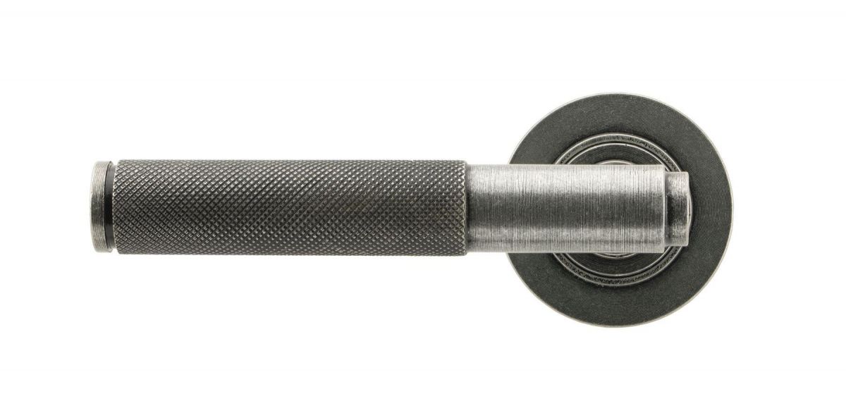 Pewter Textured Lever Door Handle on Rose