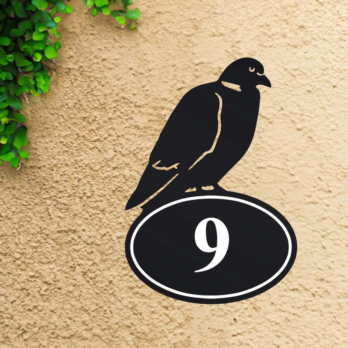 Wood Pigeon House Number Sign