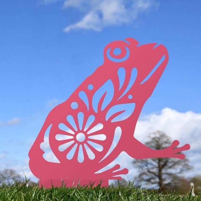 Floral Frog Silhouette in Pink