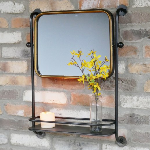 Pipe Shelf Mirror Shelf in Situ Mounted on a Brick Wall