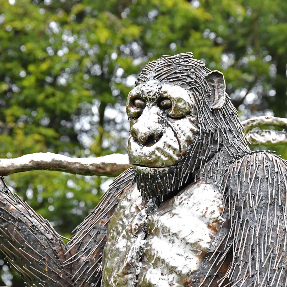 Close-up of the Recycled Metal "Caesar" Riding Horse 