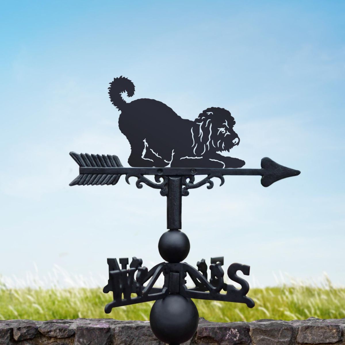 Weathervane with Playful Cockapoo Topper in Situ