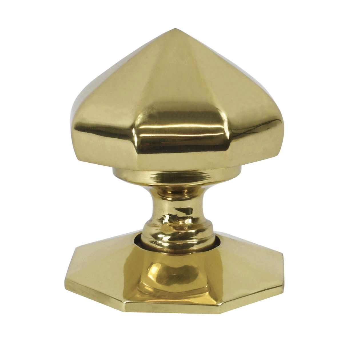 Pointed Polished Brass Octagonal Centre Door Knob