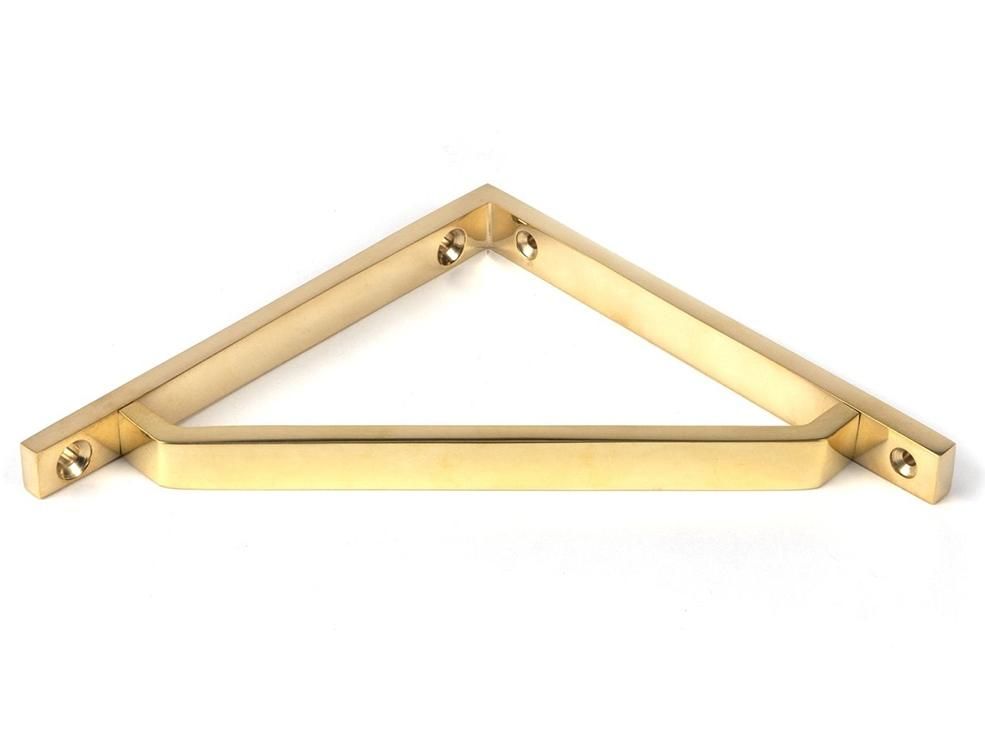 Close-Up of Polished Brass "Emmanuel" Modern Shelf Bracket - 150mm x 150mm