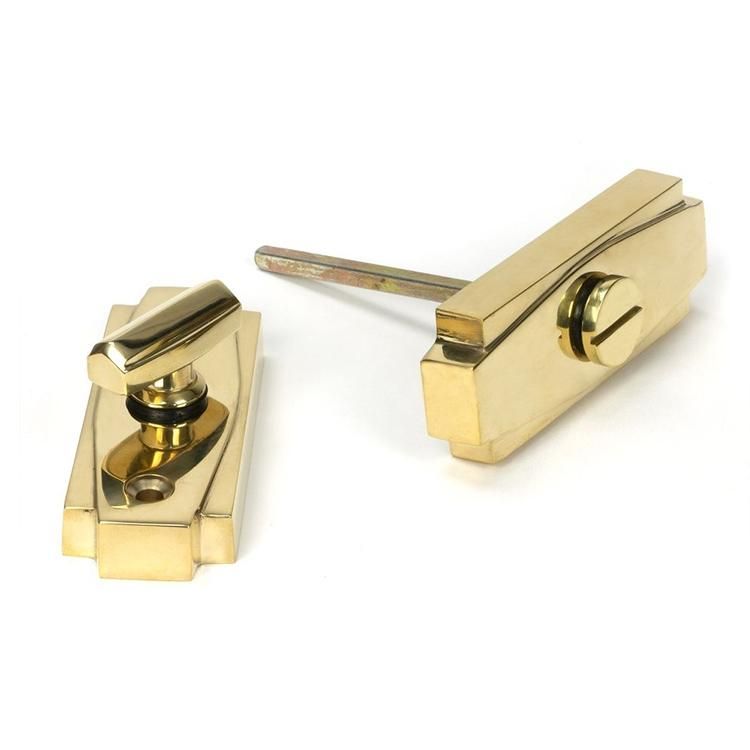 Polished Brass Art Deco Bathroom Thumb Lock