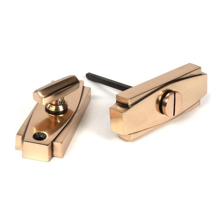 Polished Brass Art Deco Bathroom Thumb Lock